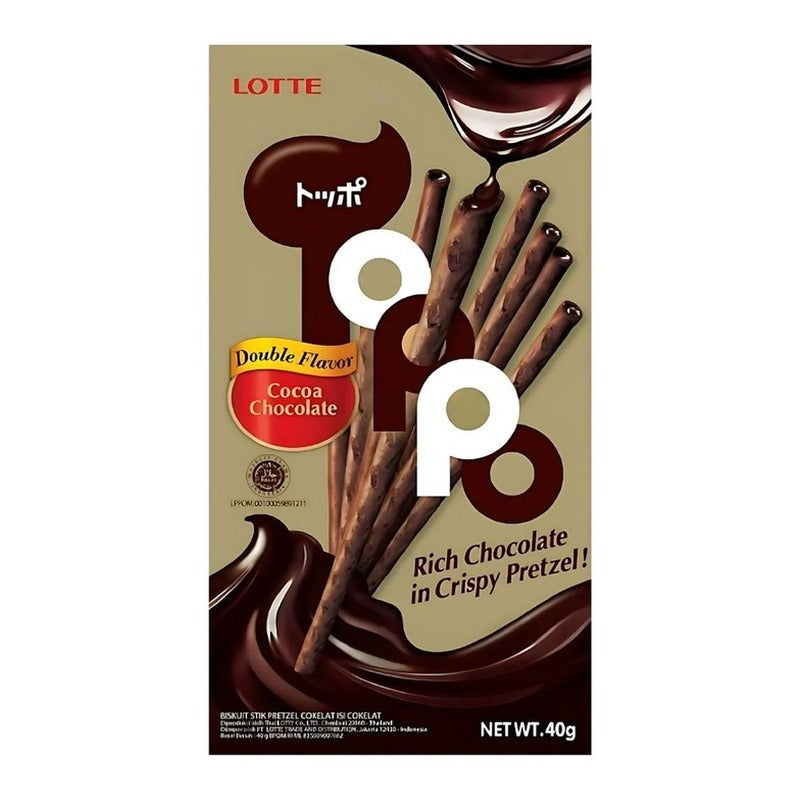 LOTTE TOPPO Chocolate Snack (Double Choco) 40G
