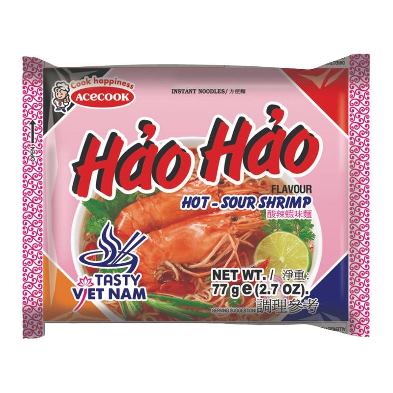 ACECOOK Hao Hao Instant Noodles (Sour & Hot Shrimp) 77G